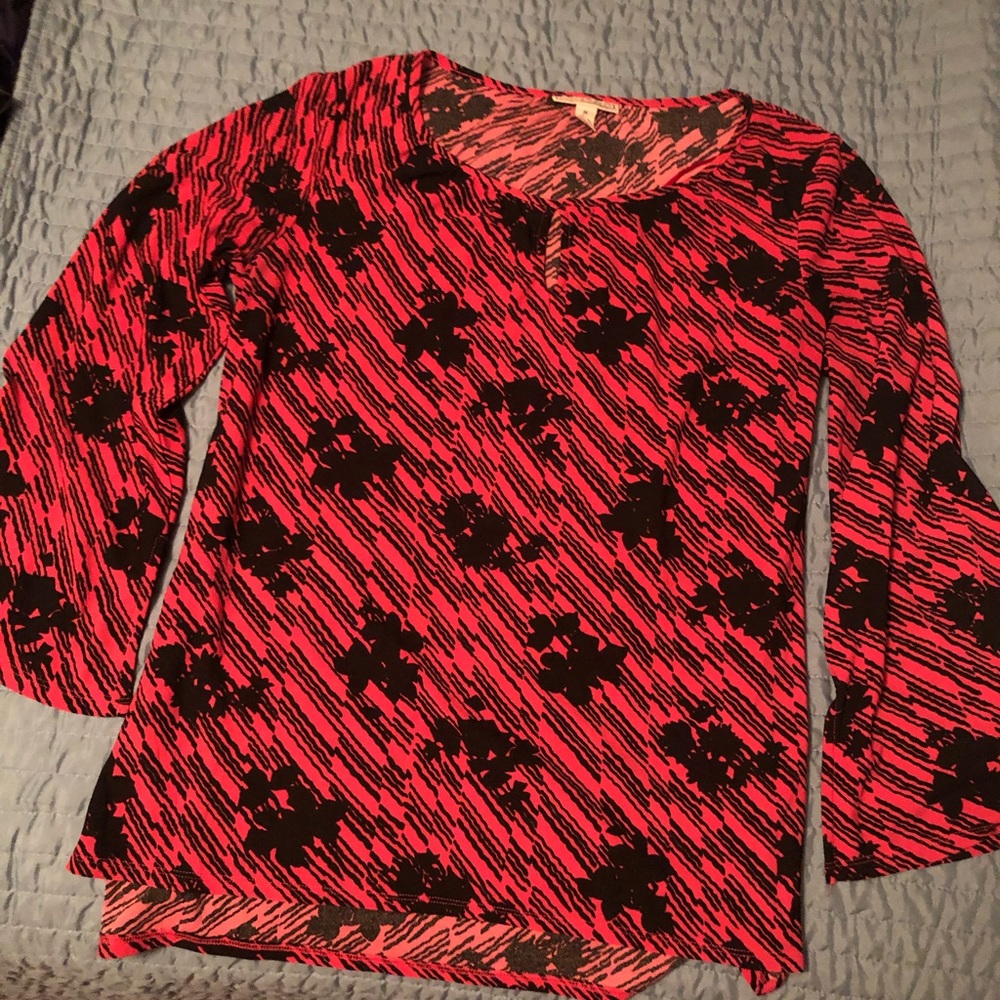 Coral and Black tunic top